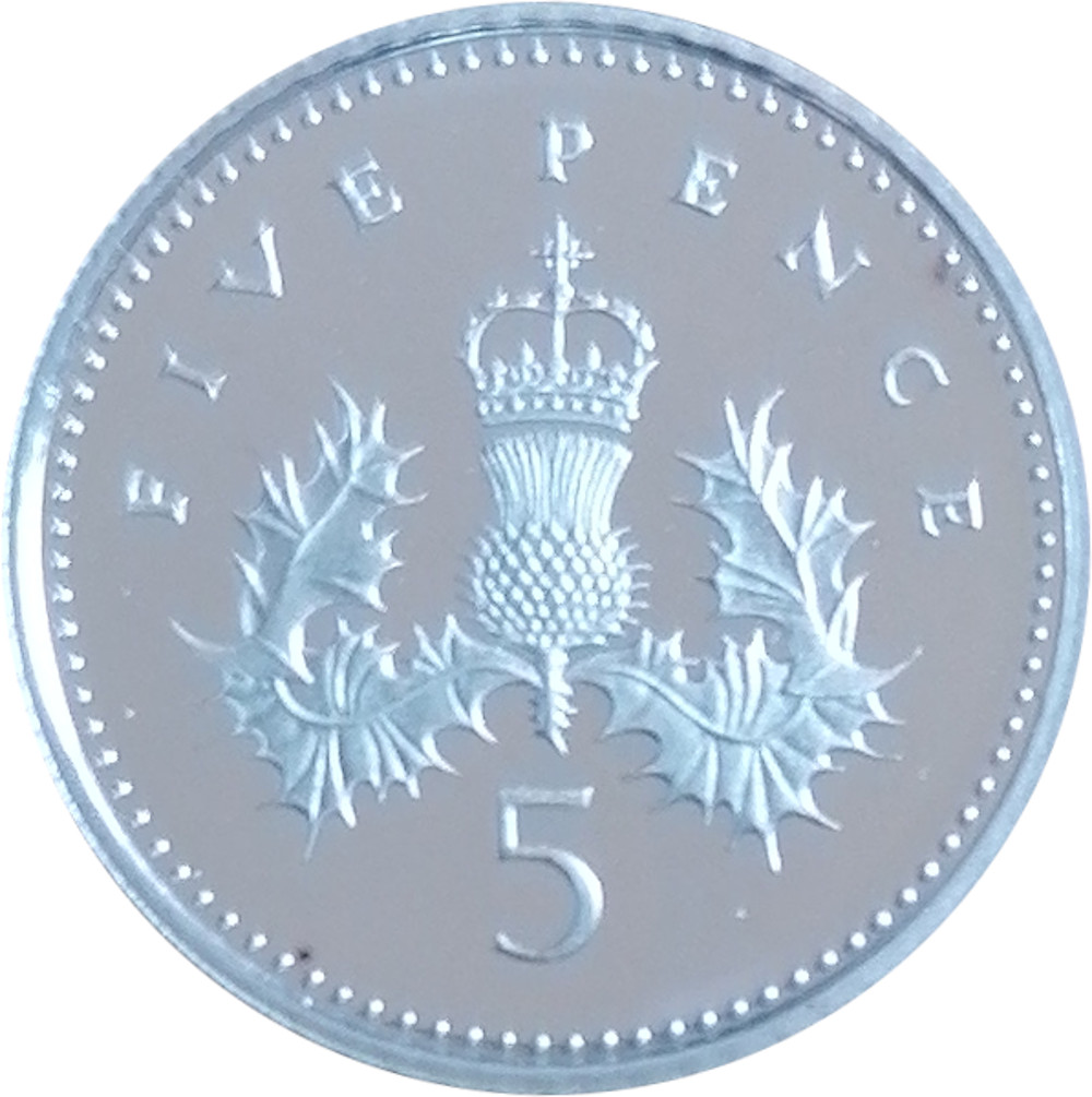 5 Pence - Elizabeth II 3rd portrait; small type; Silver Proof
