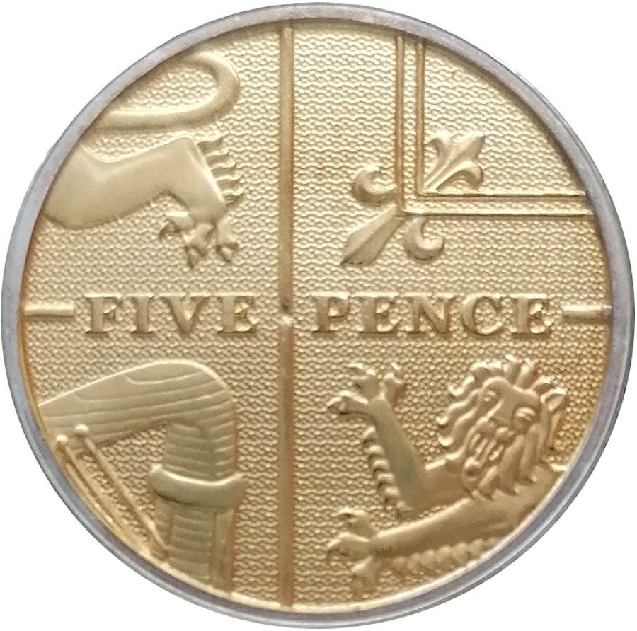 5 Pence - Elizabeth II 4th portrait; Royal Shield, Silver Proof reverse