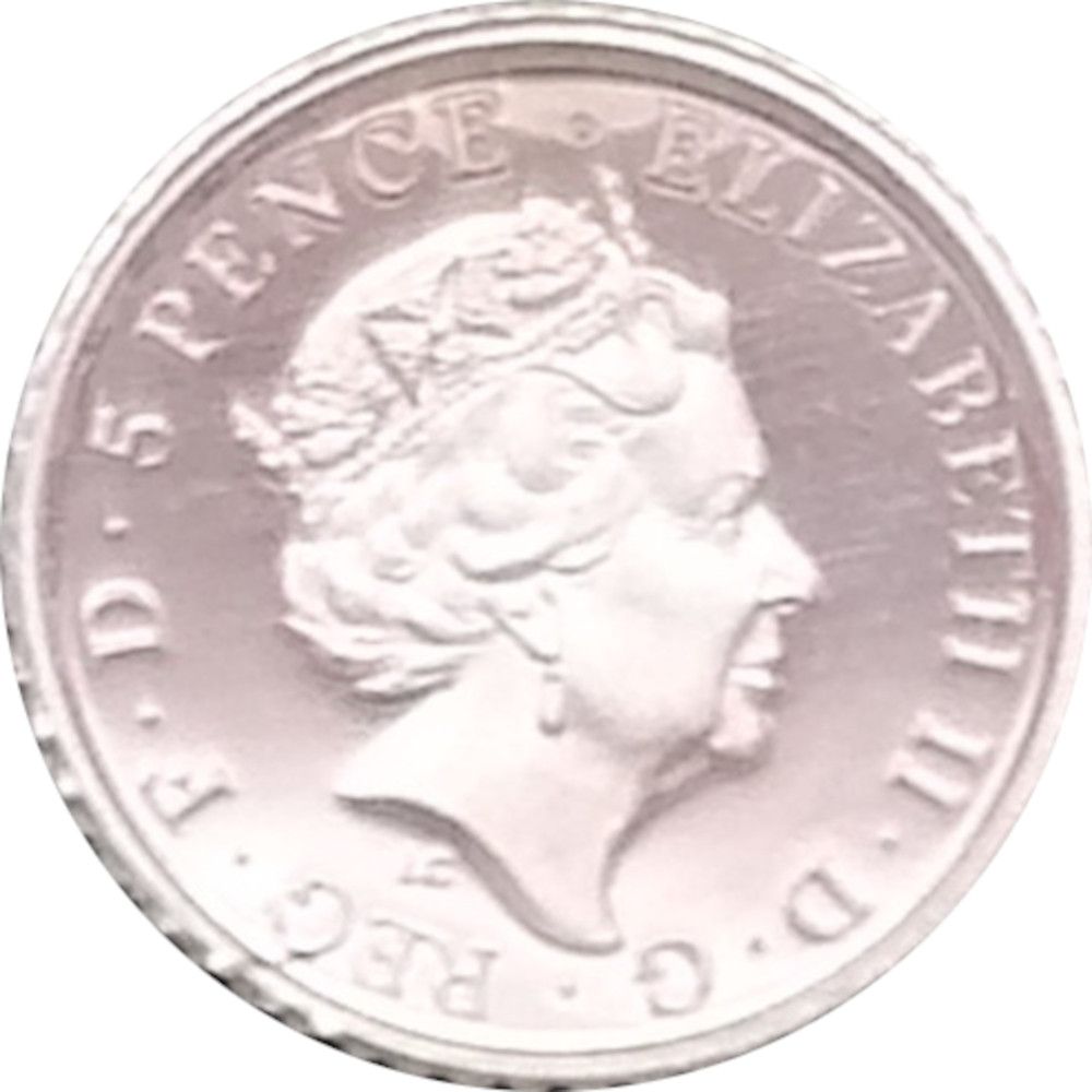 5 Pence - Elizabeth II 5th portrait; 1/40 oz Fine Silver obverse