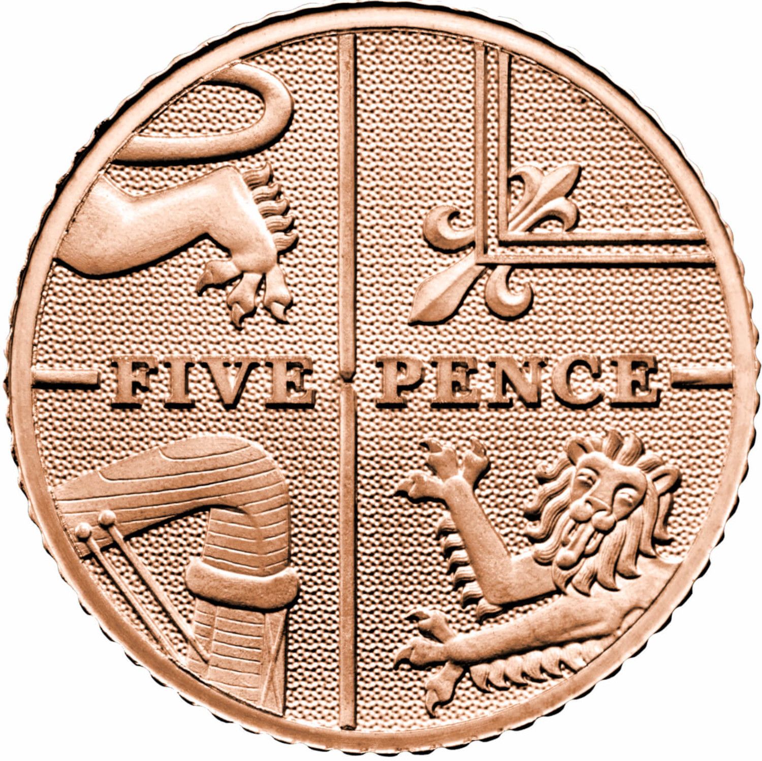 5 Pence - Elizabeth II 5th Portrait; Royal Shield, Gold Proof reverse