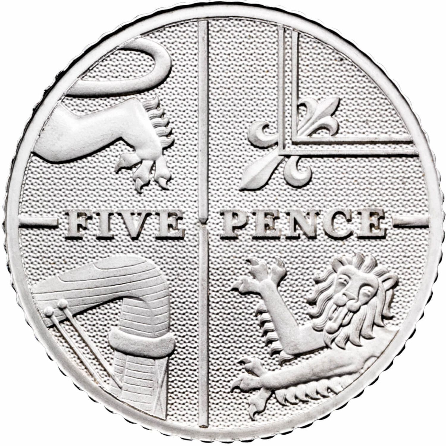 5 Pence - Elizabeth II 5th portrait; Royal Shield, Platinum Proof reverse