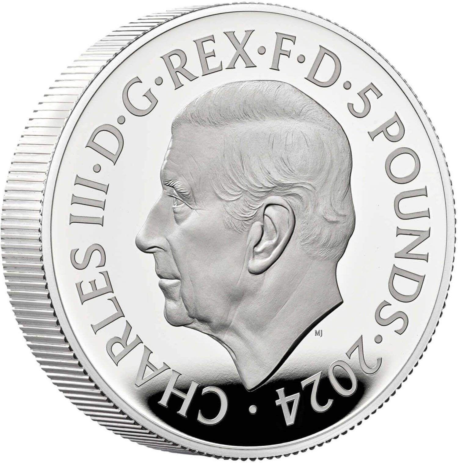 5 Pounds - Charles III Buckingham Palace; Silver Piedfort obverse