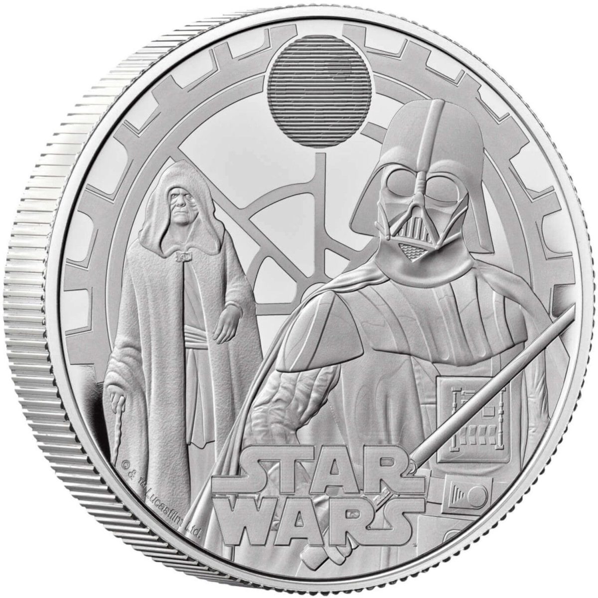 5 Pounds - Charles III Darth Vader and Emperor Palpatine; Silver Proof reverse