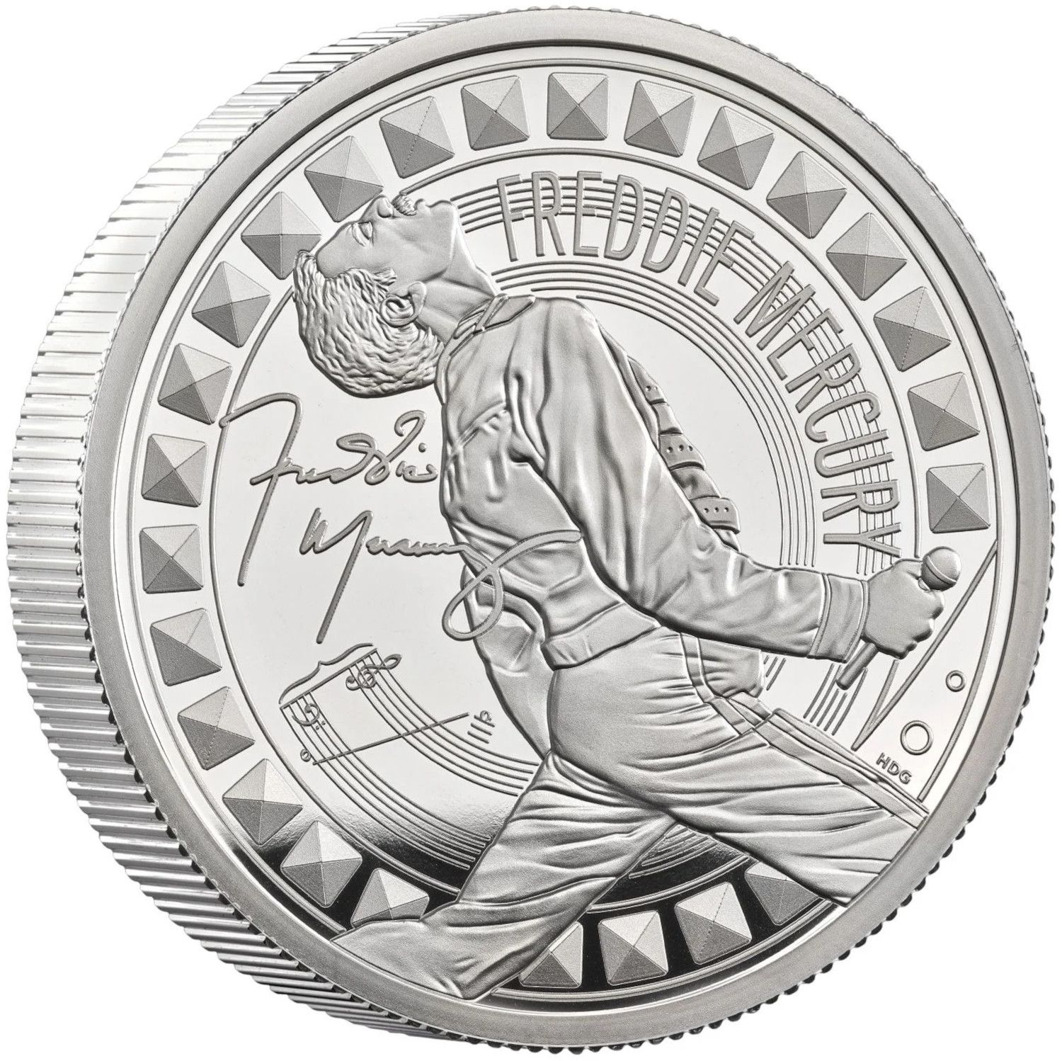 5 Pounds - Charles III Freddie Mercury; Silver Proof reverse