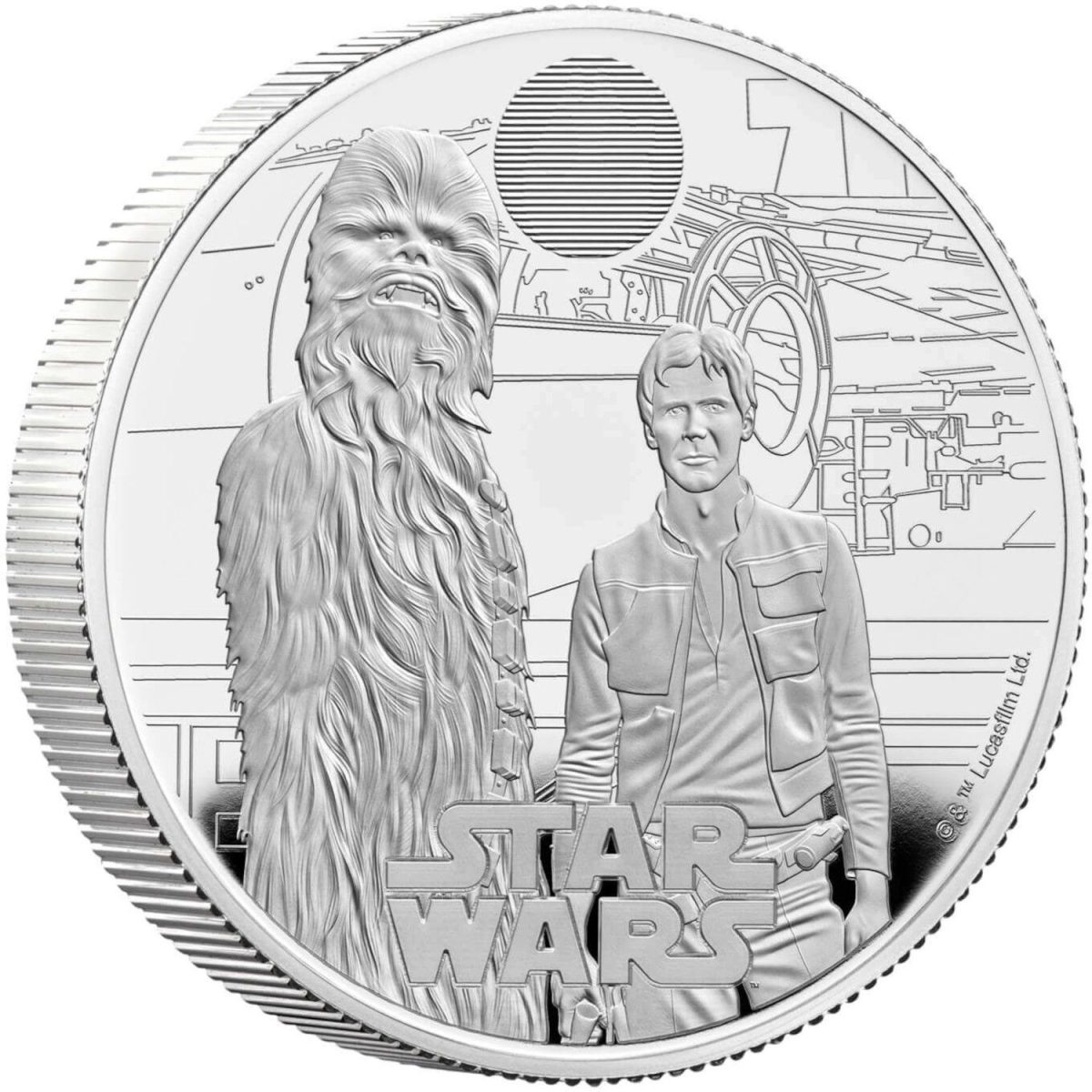 5 Pounds - Charles III Han Solo and Chewbacca; Silver Proof reverse