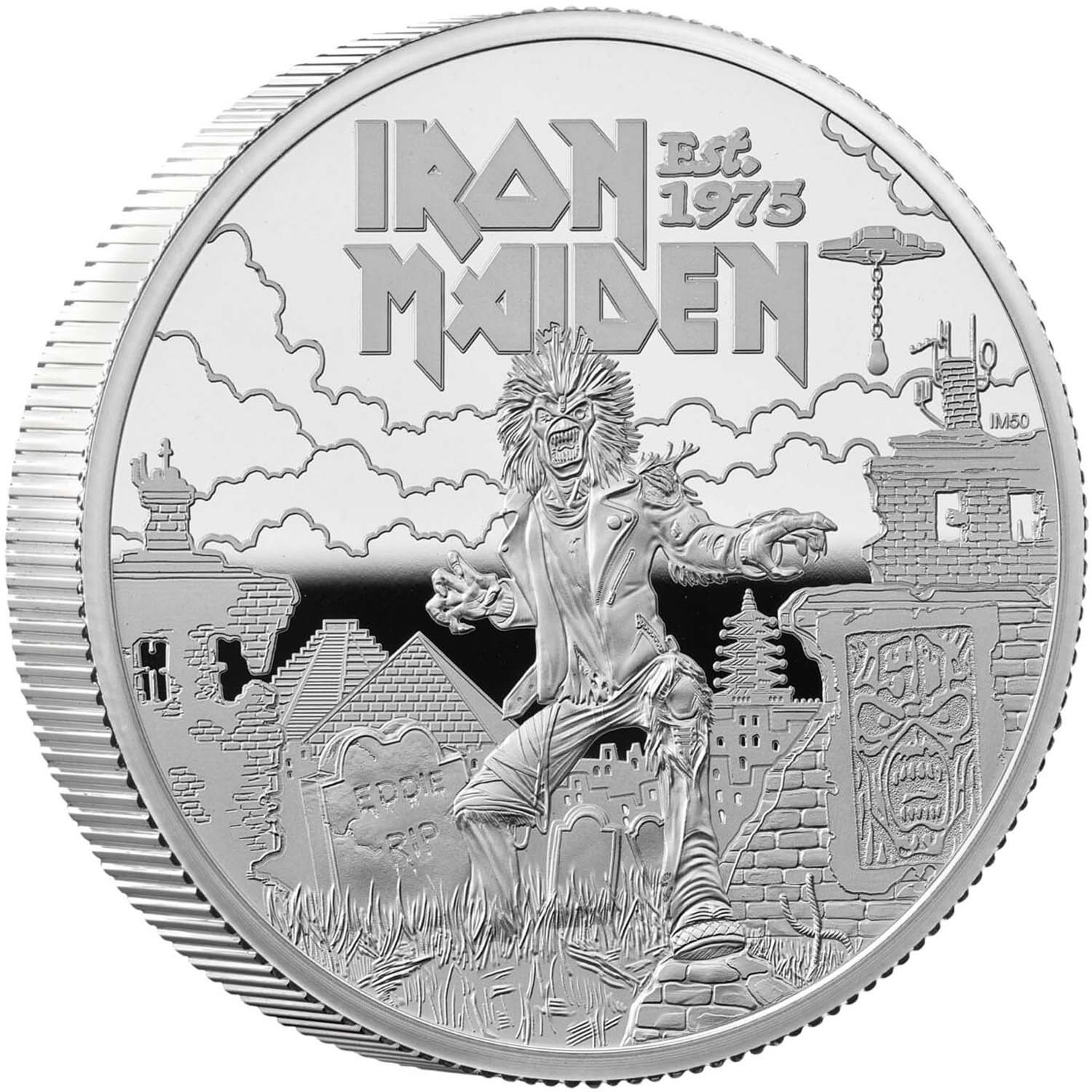 5 Pounds - Charles III Iron Maiden; Silver Proof reverse