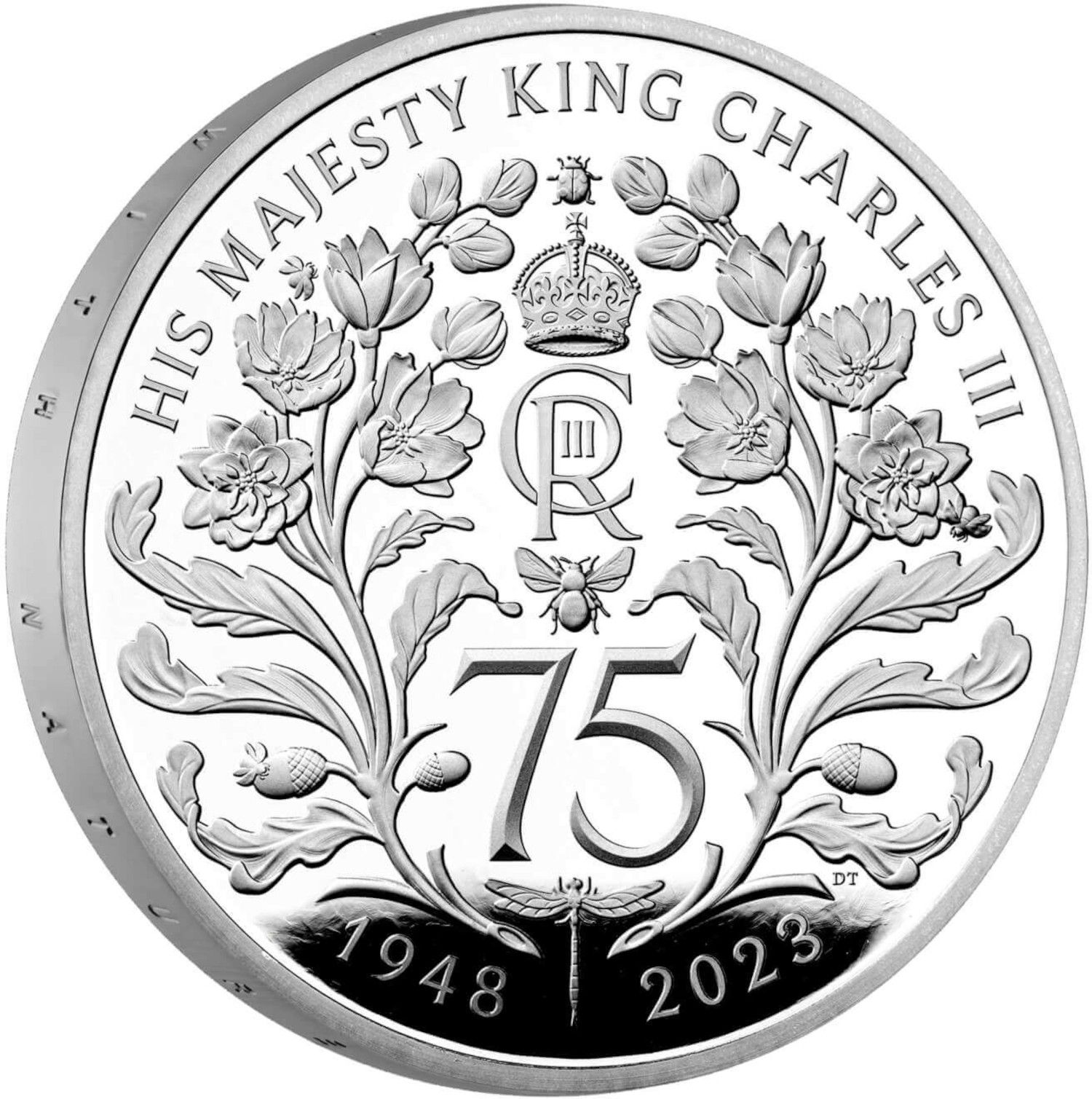 5 Pounds - Charles III King Charles' 75th Birthday; Silver Proof reverse