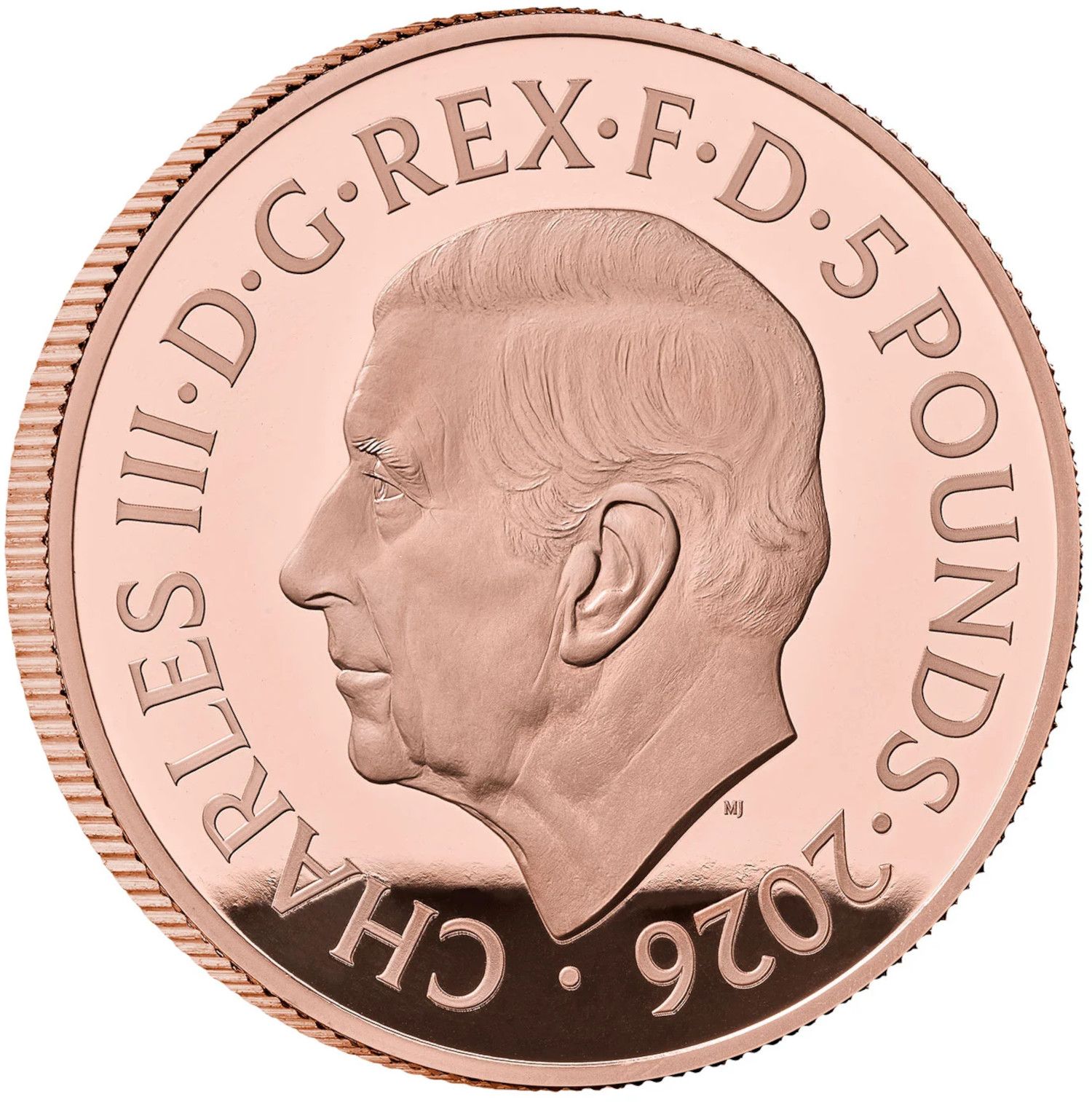 5 Pounds - Charles III Queen Elizabeth II: The Arnold Machin Portrait; Gold Proof obverse