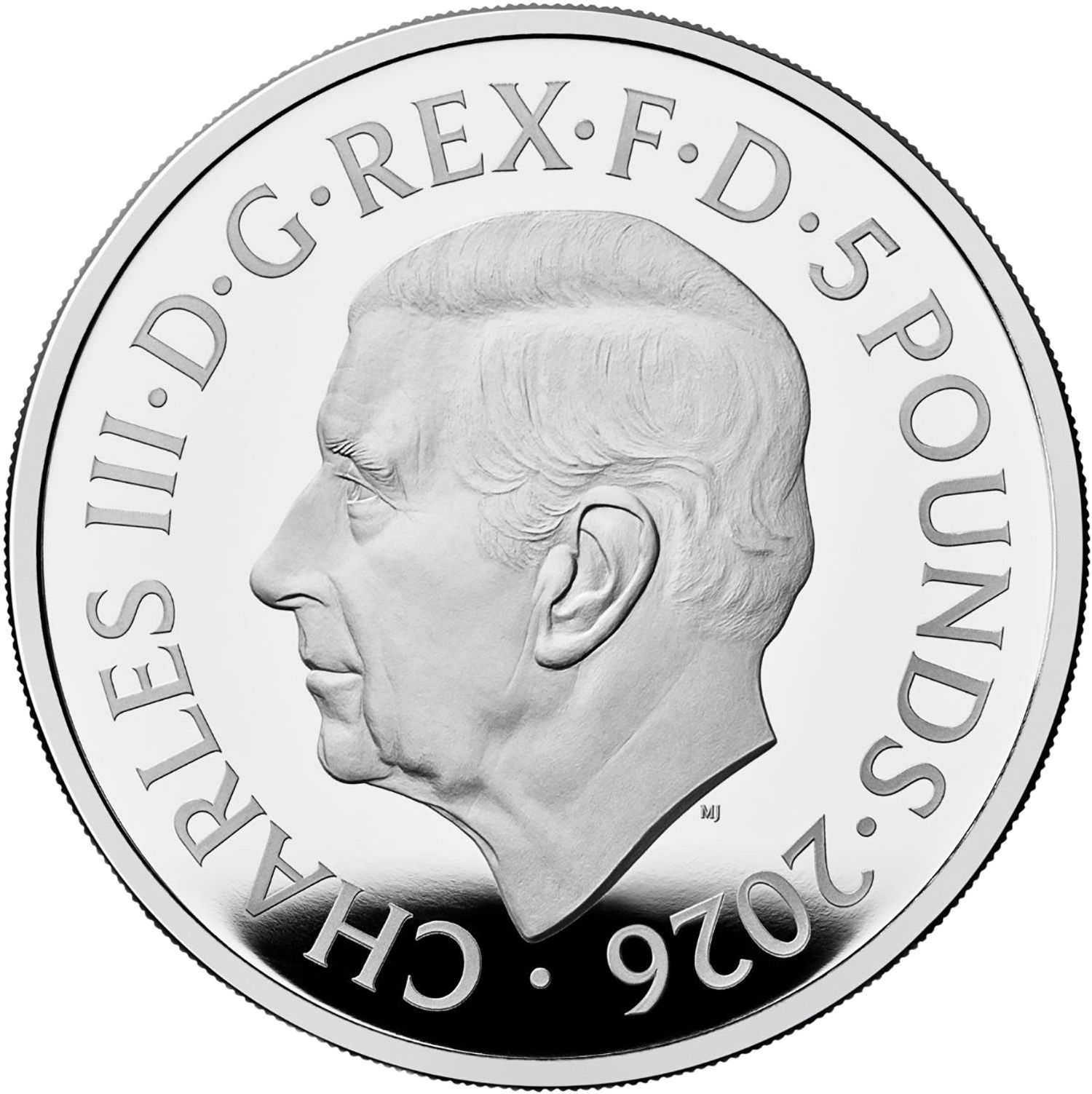 5 Pounds - Charles III Queen Elizabeth II: The Arnold Machin Portrait; Silver Proof obverse