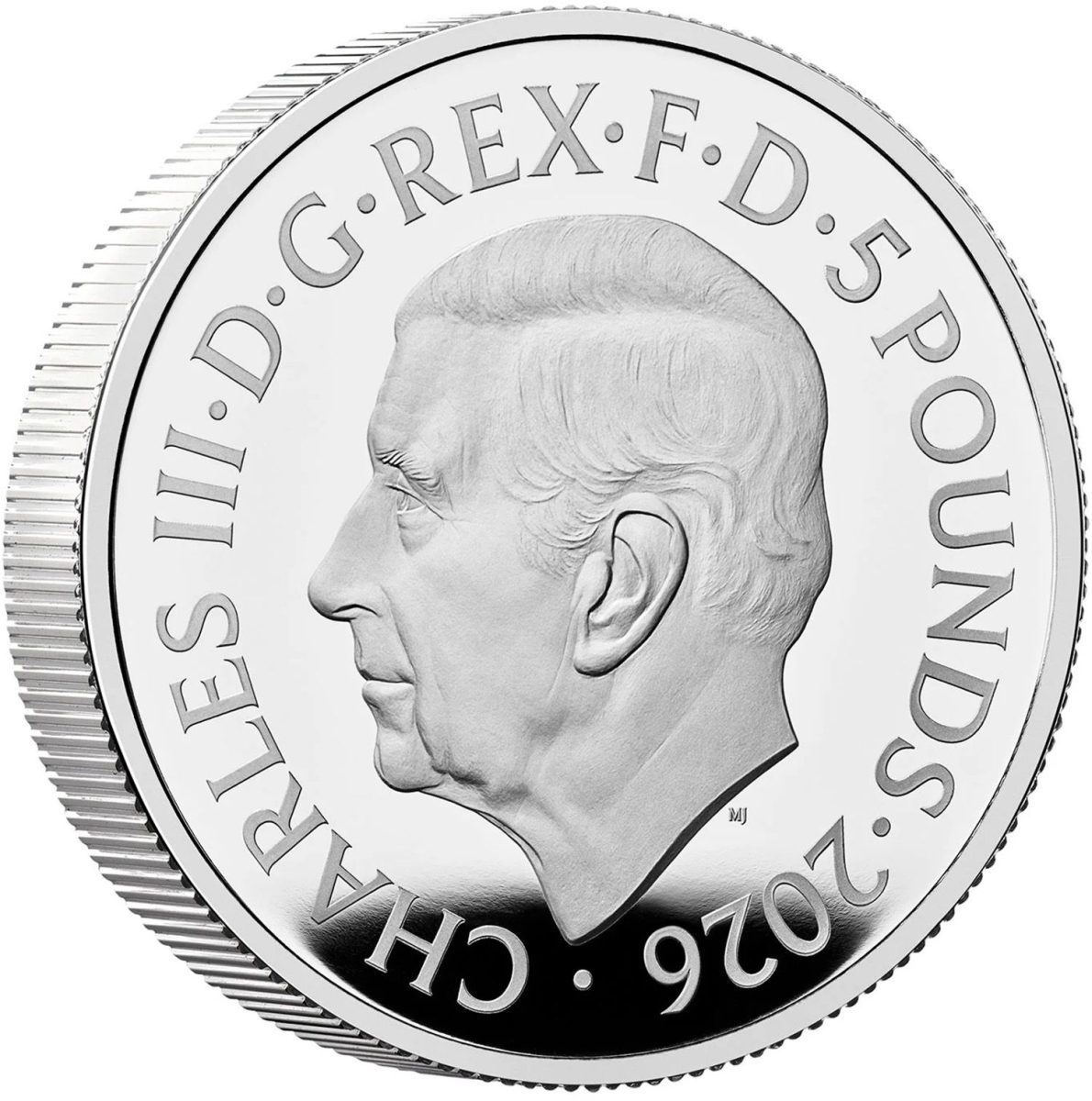 5 Pounds - Charles III Queen Elizabeth II: The Ian Rank-Broadley Portrait; Silver Piedfort obverse