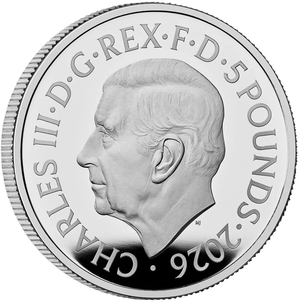 5 Pounds - Charles III Queen Elizabeth II: The Ian Rank-Broadley Portrait; Silver Proof obverse
