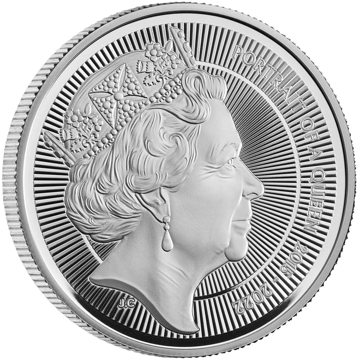 5 Pounds - Charles III Queen Elizabeth II: The Jody Clark Portrait; Silver Proof reverse