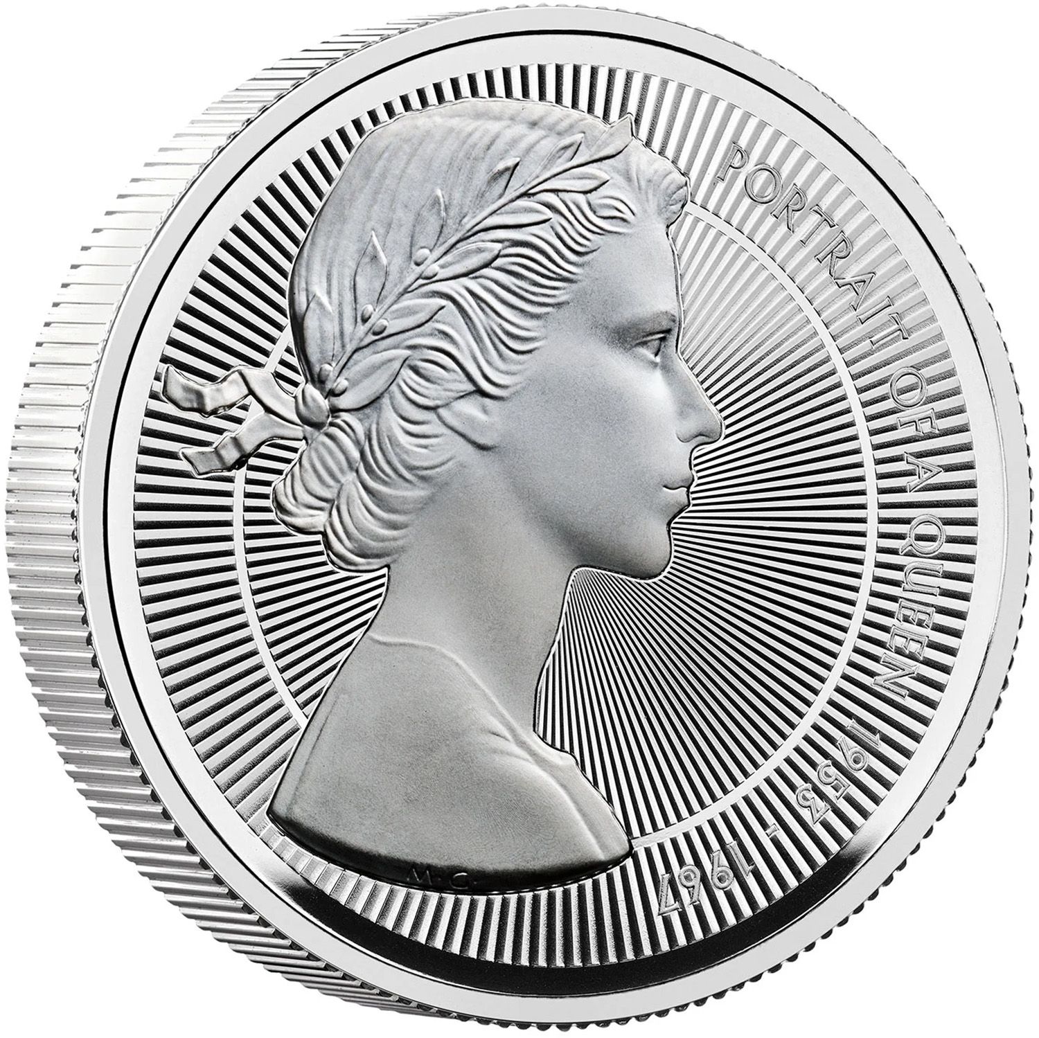 5 Pounds - Charles III Queen Elizabeth II: The Mary Gillick Portrait; Silver Piedfort reverse
