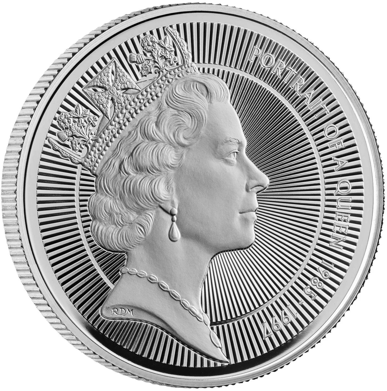 5 Pounds - Charles III Queen Elizabeth II: The Raphael Maklouf Portrait; Silver Proof reverse