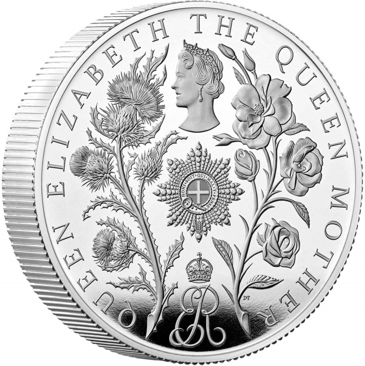 5 Pounds - Charles III Queen Elizabeth The Queen Mother; Silver Piedfort