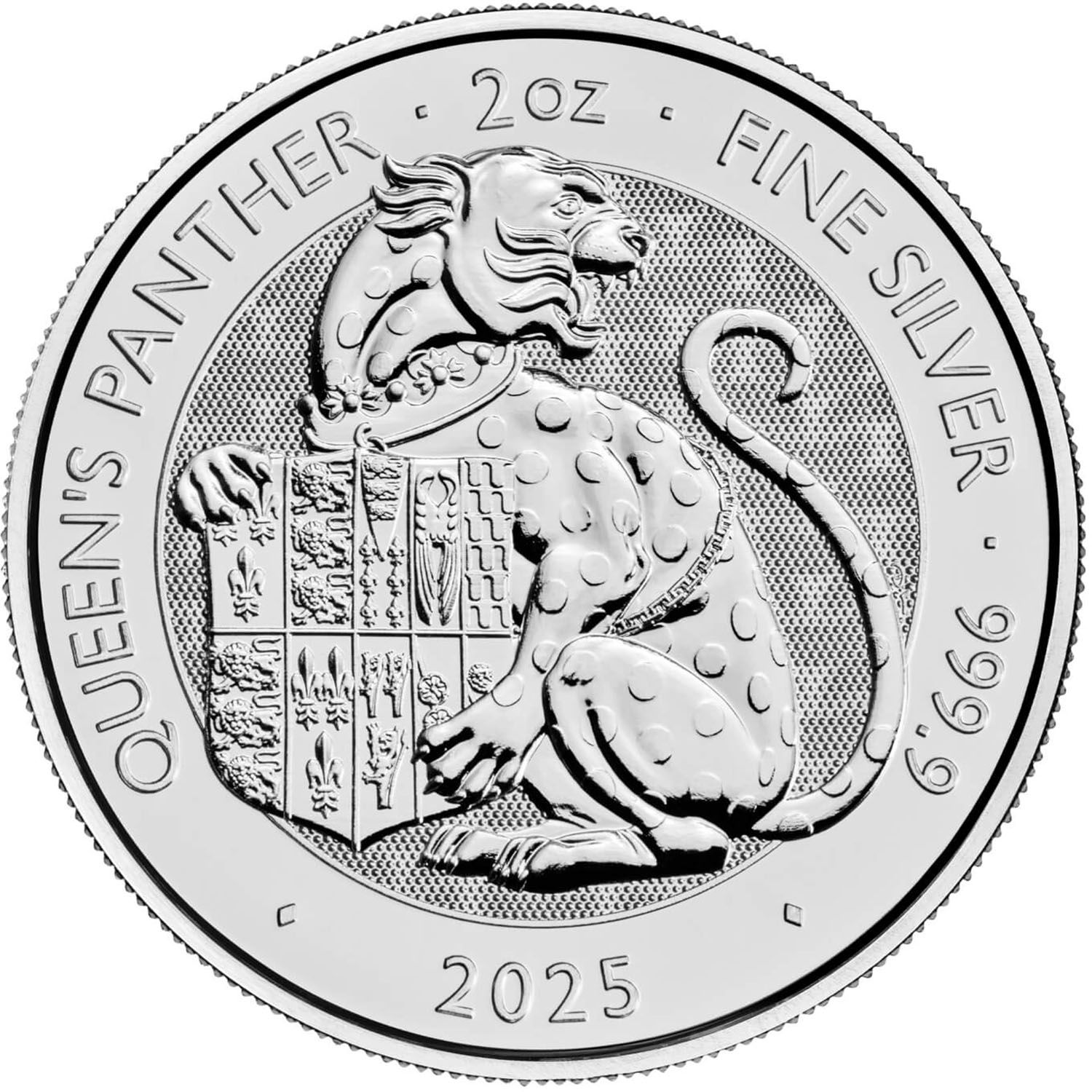 5 Pounds - Charles III Queen's Panther; 2 oz Fine Silver reverse