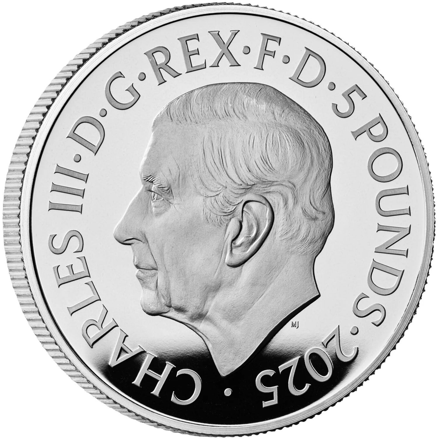 5 Pounds - Charles III Royal Coat of Arms; Silver Proof obverse