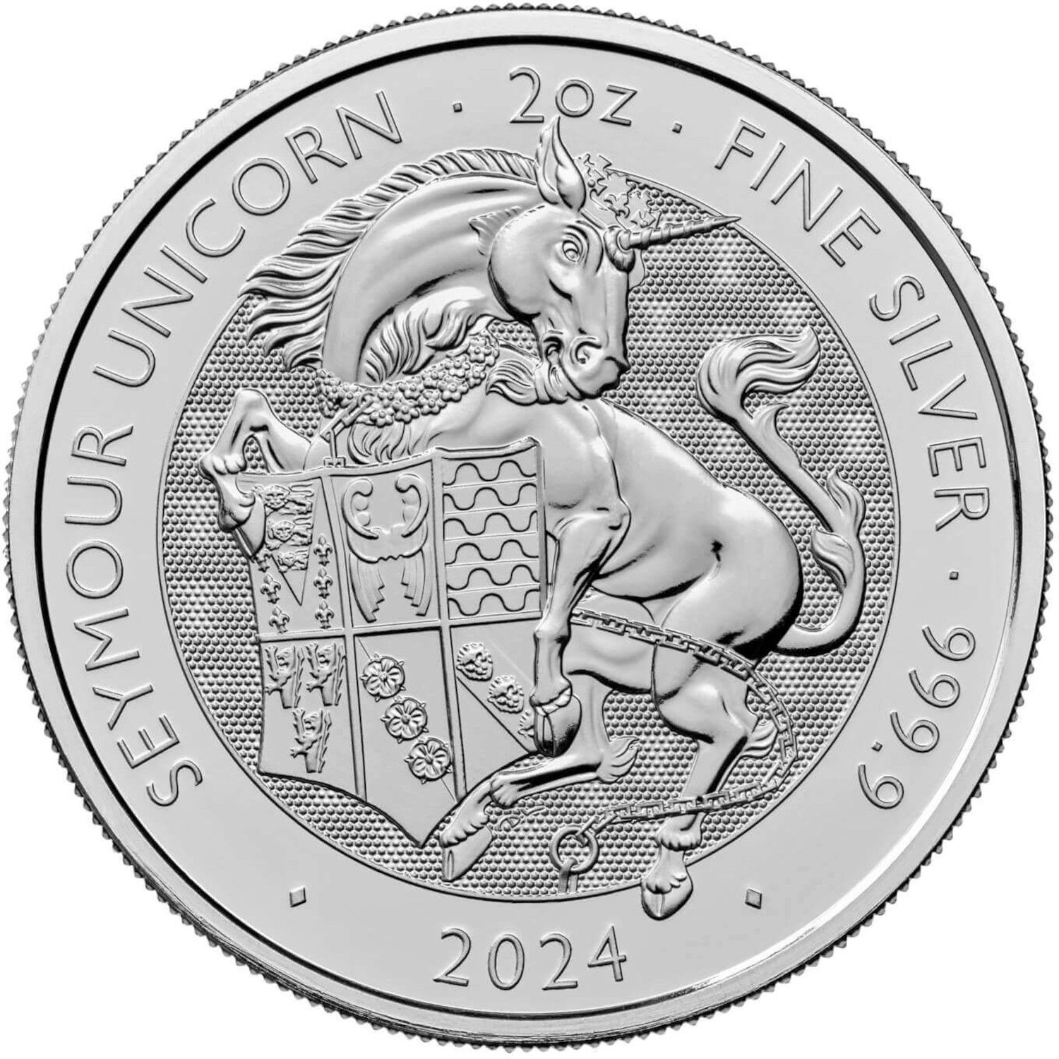 5 Pounds - Charles III Seymour Unicorn; 2oz Fine Silver reverse