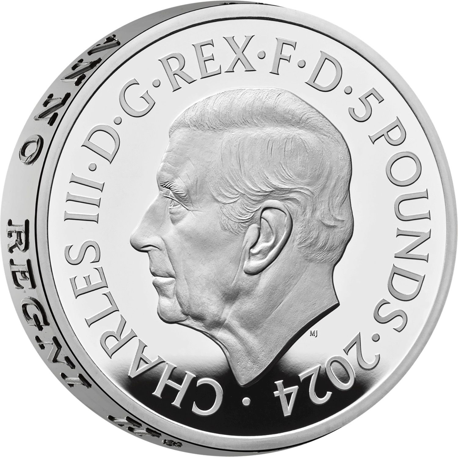 5 Pounds - Charles III St George & The Dragon; Silver Proof obverse