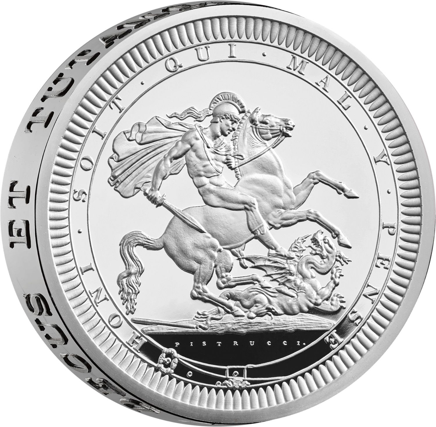 5 Pounds - Charles III St George & The Dragon; Silver Proof reverse