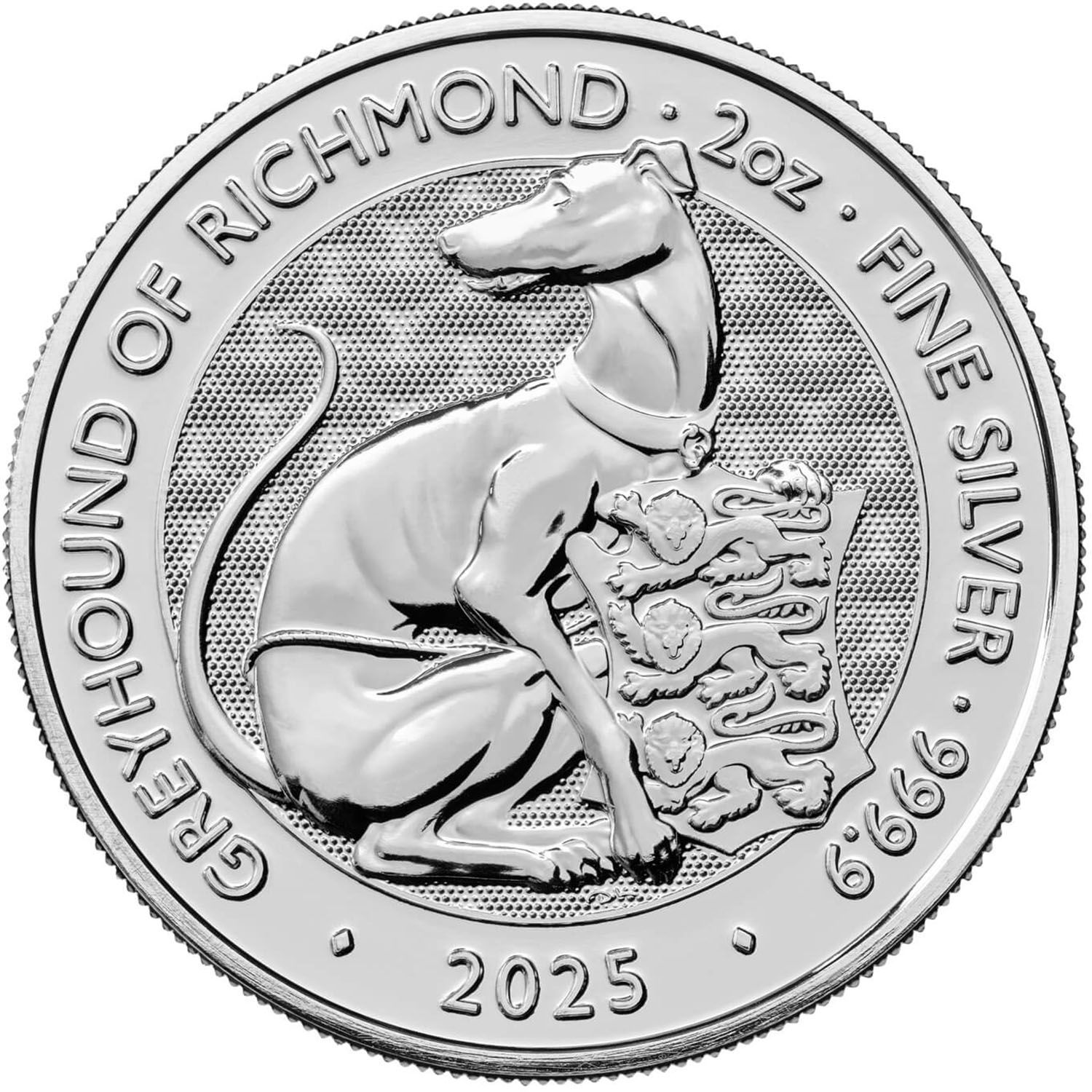 5 Pounds - Charles III The Greyhound of Richmond; 2 oz Fine Silver reverse