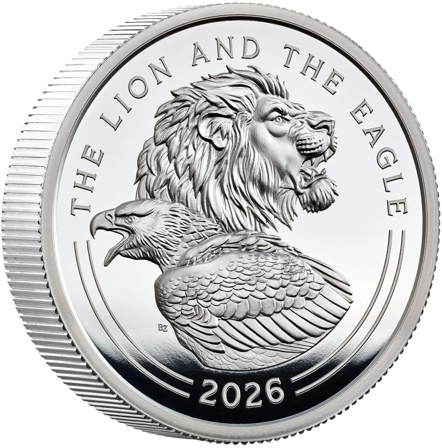 5 Pounds - Charles III The Lion and The Eagle; Silver Proof reverse