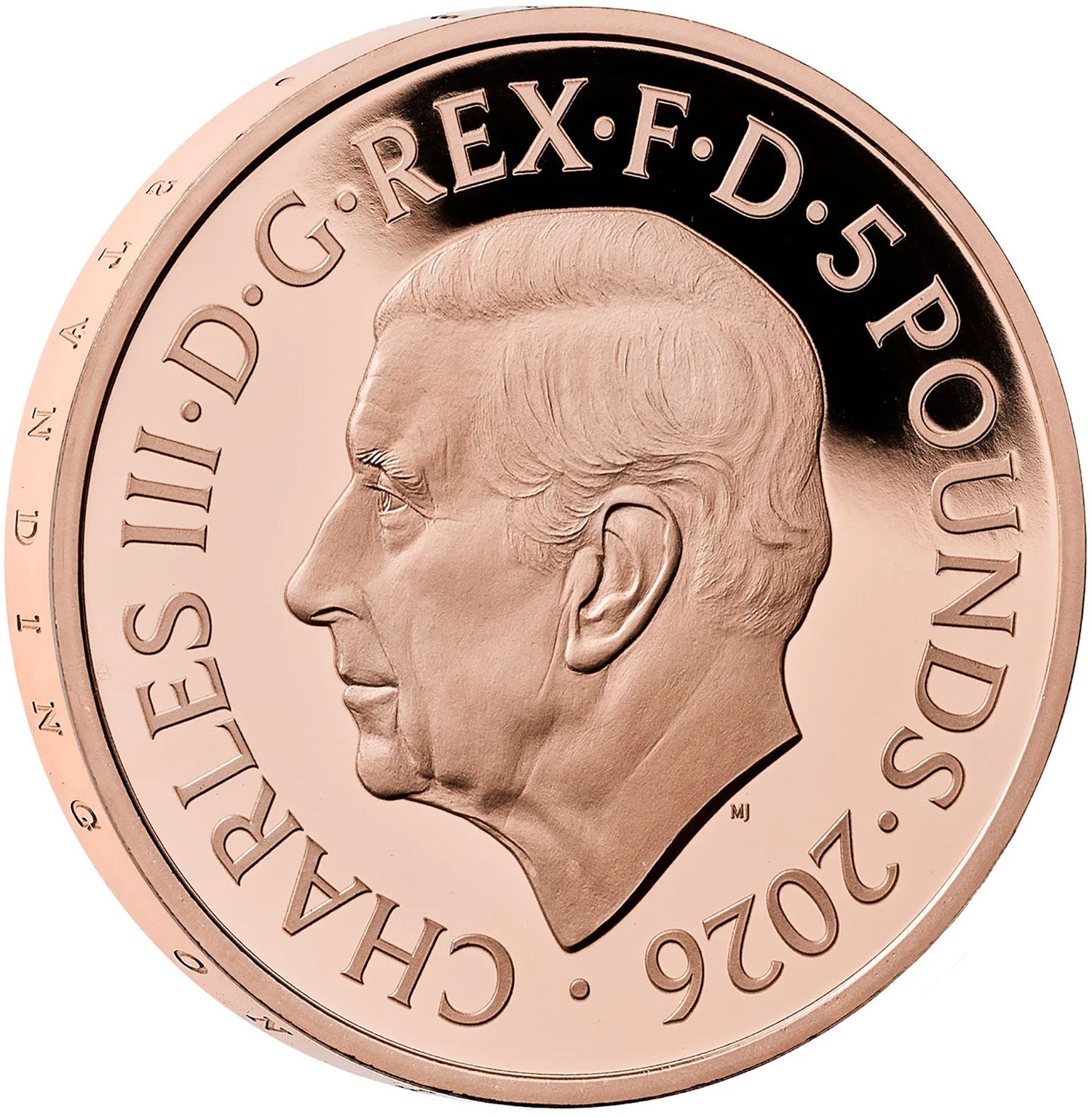 5 Pounds - Charles III The Penny Drops; Gold Proof obverse