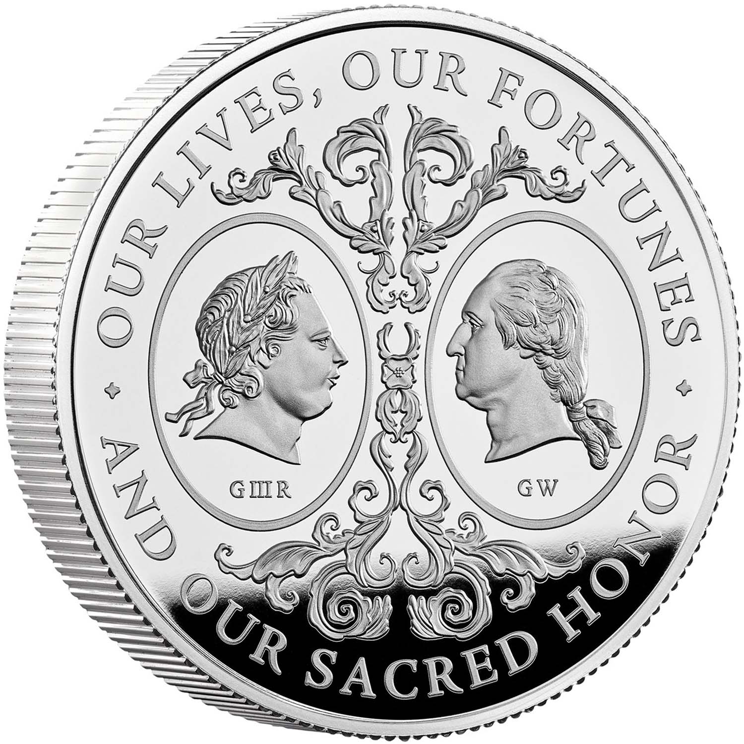 5 Pounds - Charles III The Two George's; Silver Proof reverse