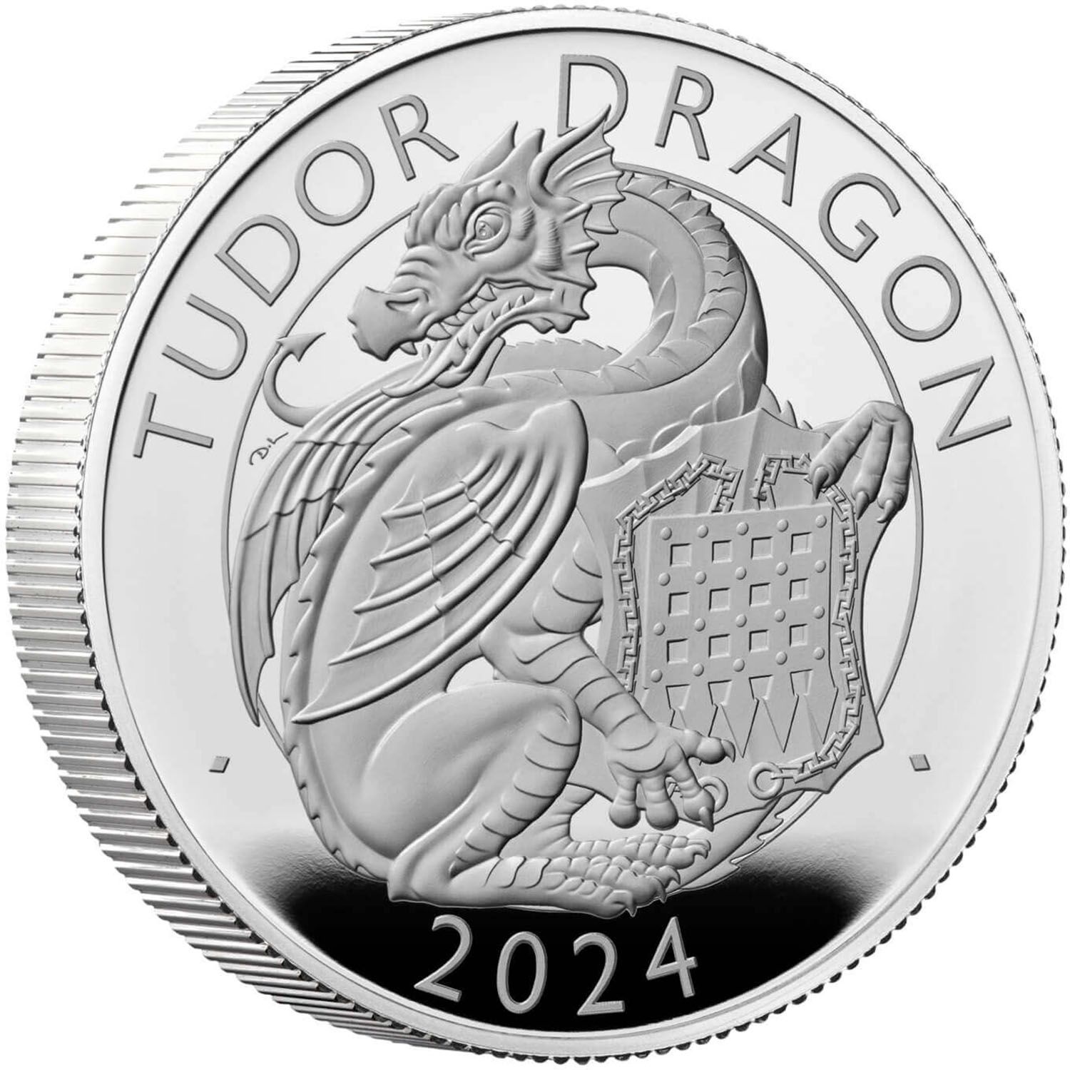 5 Pounds - Charles III Tudor Dragon; Silver Proof reverse