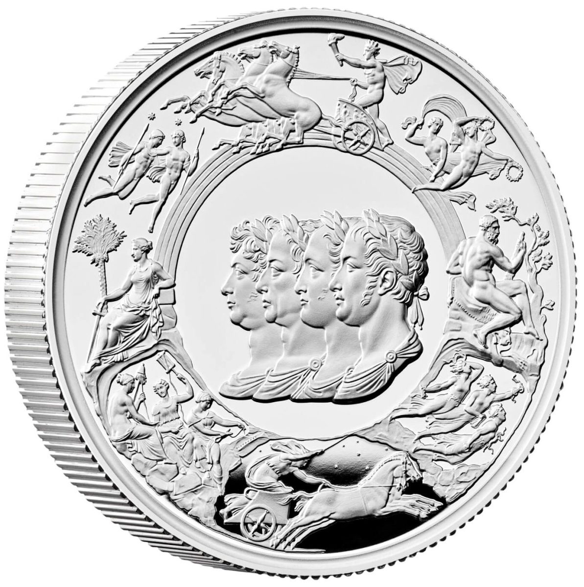 5 Pounds - Charles III Waterloo Medal - Allied Leaders; Silver Proof reverse