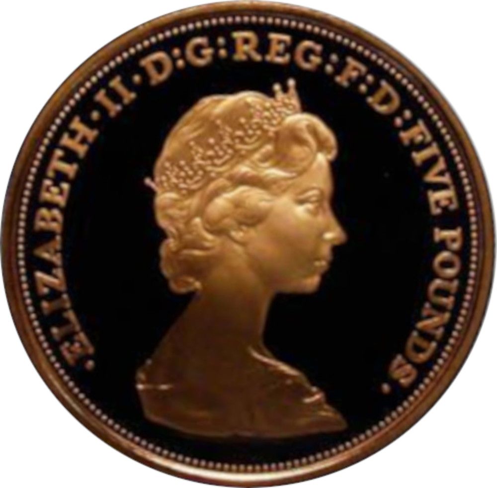 5 Pounds - Elizabeth II 2nd portrait; Coronation Jubilee; Gold Proof obverse