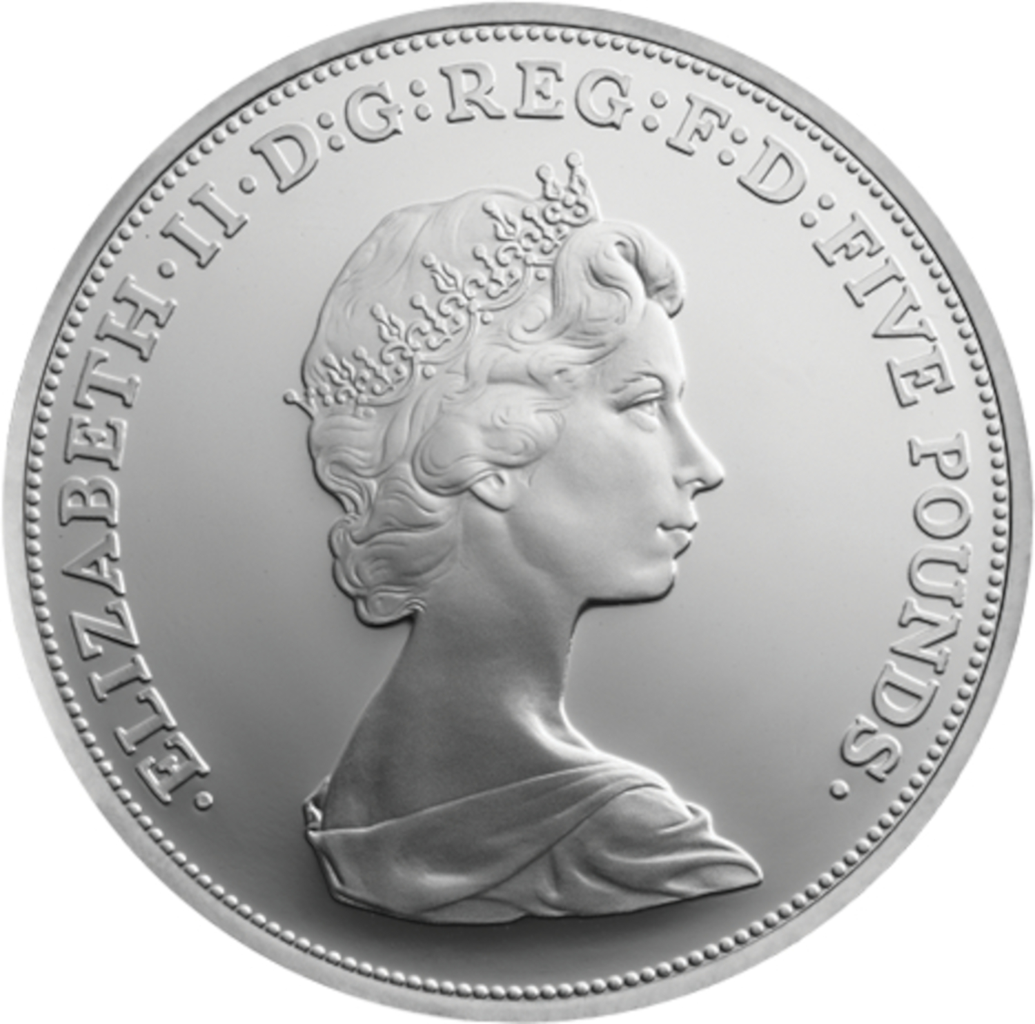 5 Pounds - Elizabeth II 2nd portrait; Coronation Jubilee; Silver Piedfort obverse