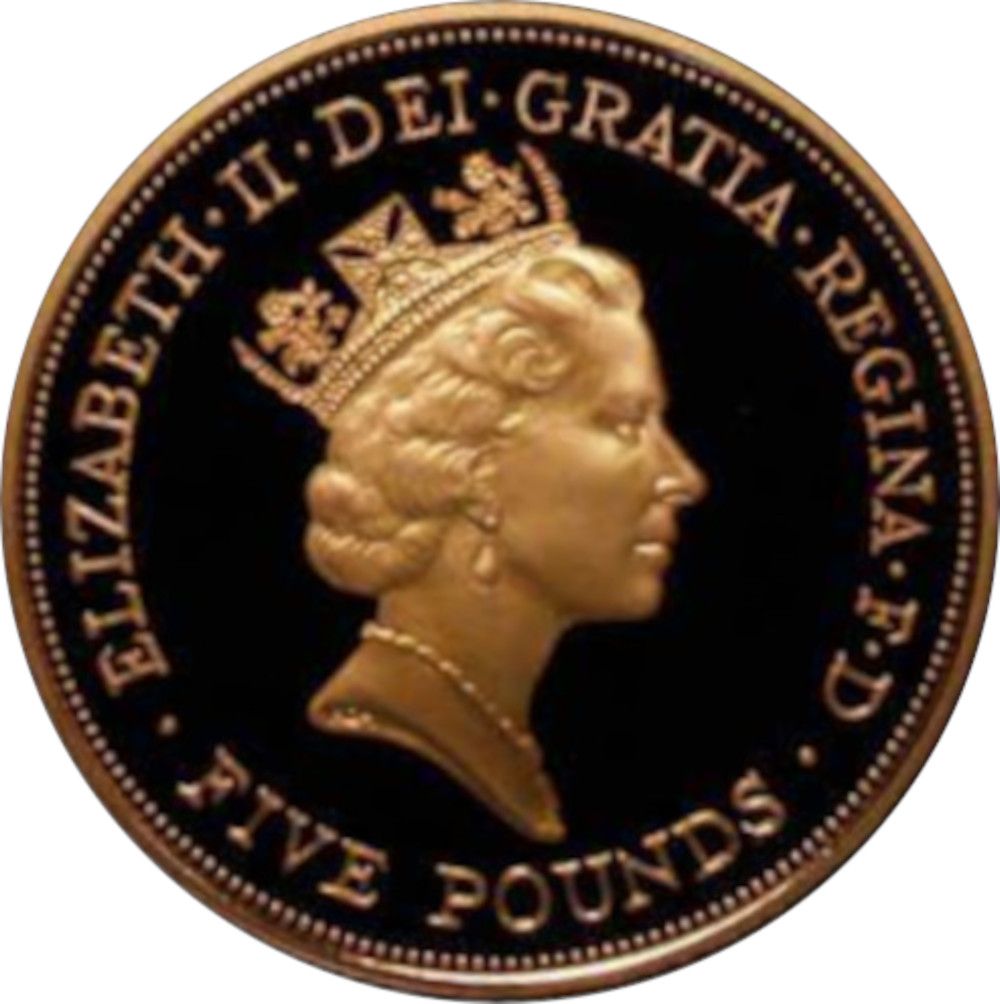 5 Pounds - Elizabeth II 3rd portrait; Coronation Jubilee; Gold Proof obverse