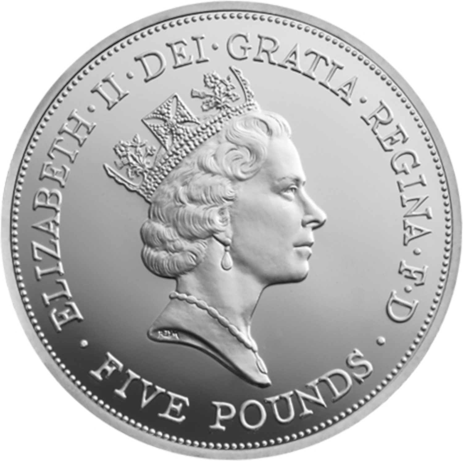 5 Pounds - Elizabeth II 3rd portrait; Coronation Jubilee; Silver Piedfort obverse