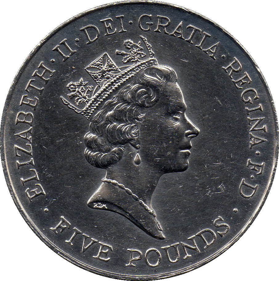 5 Pounds - Elizabeth II 3rd portrait; Queen's 70th Birthday obverse