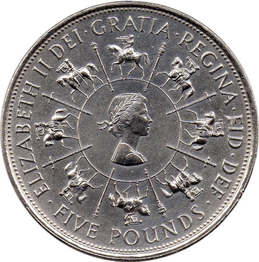 5 Pounds - Elizabeth II 40th Coronation Jubilee obverse