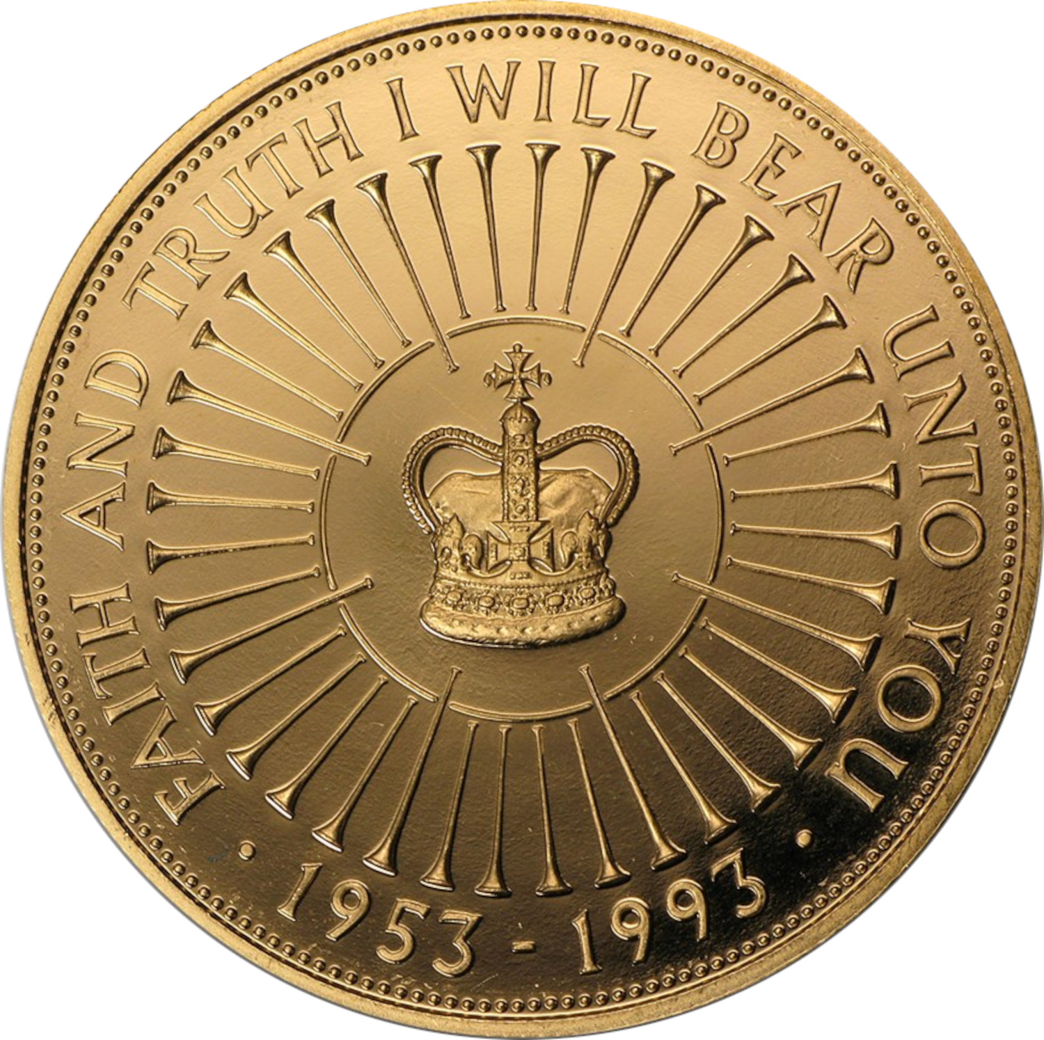 5 Pounds - Elizabeth II 40th Coronation Jubilee; Gold Proof