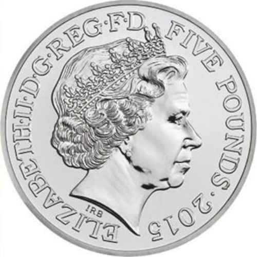 5 Pounds - Elizabeth II 4th portrait; Battle of Waterloo obverse