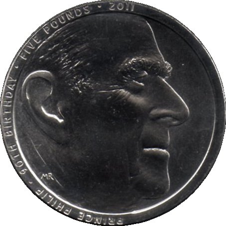 5 Pounds - Elizabeth II 4th portrait; Prince Philip 90th Birthday