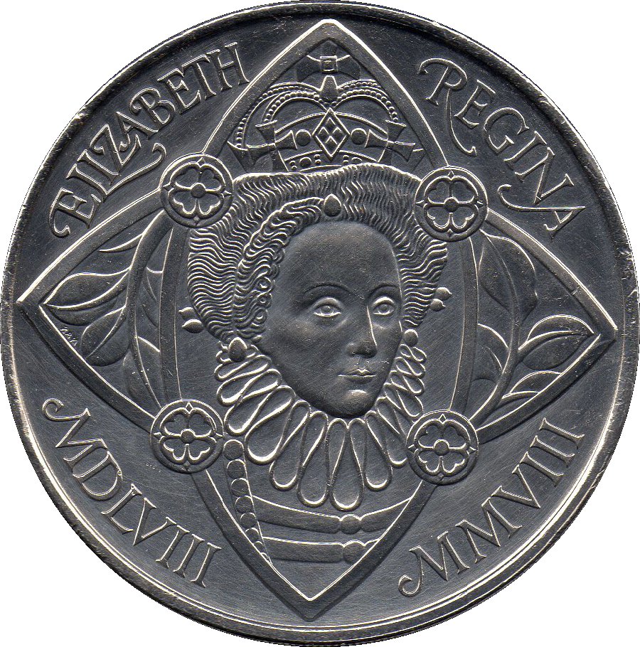 5 Pounds - Elizabeth II 4th portrait; Queen Elizabeth I