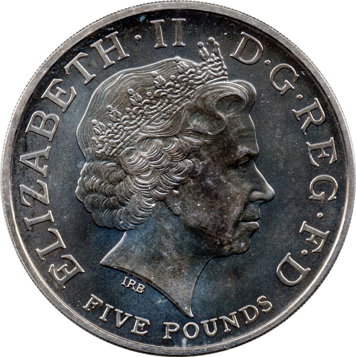 5 Pounds - Elizabeth II 4th portrait; XXX Olympiad, Countdown 1 obverse