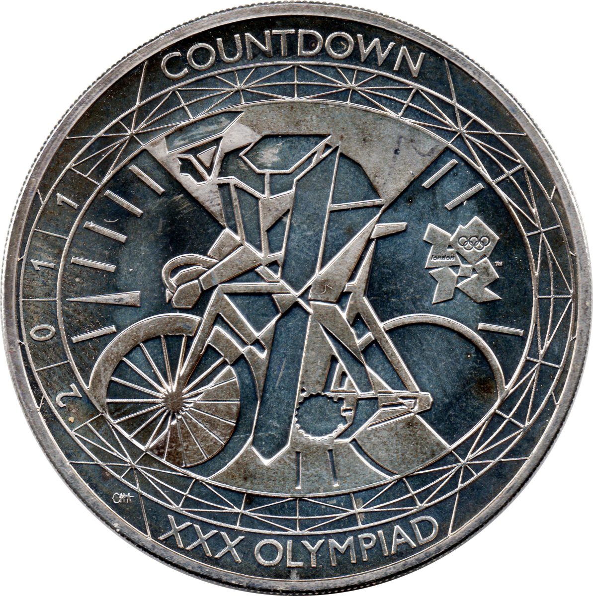 5 Pounds - Elizabeth II 4th portrait; XXX Olympiad, Countdown 1 reverse