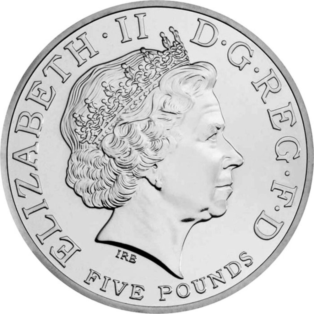 5 Pounds - Elizabeth II 4th portrait; XXX Olympiad, Countdown 2 obverse