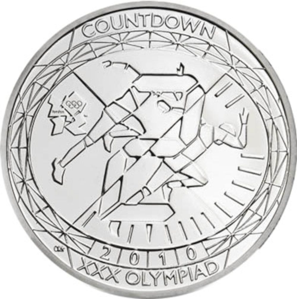 5 Pounds - Elizabeth II 4th portrait; XXX Olympiad, Countdown 2 reverse