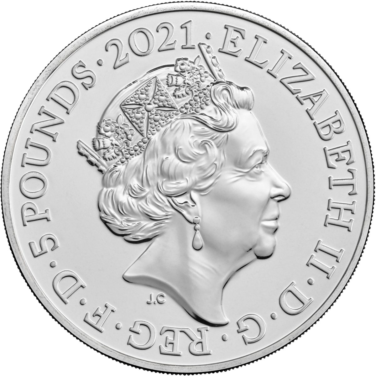 5 Pounds - Elizabeth II 5th portrait; Alice's Adventures in Wonderland Colour obverse