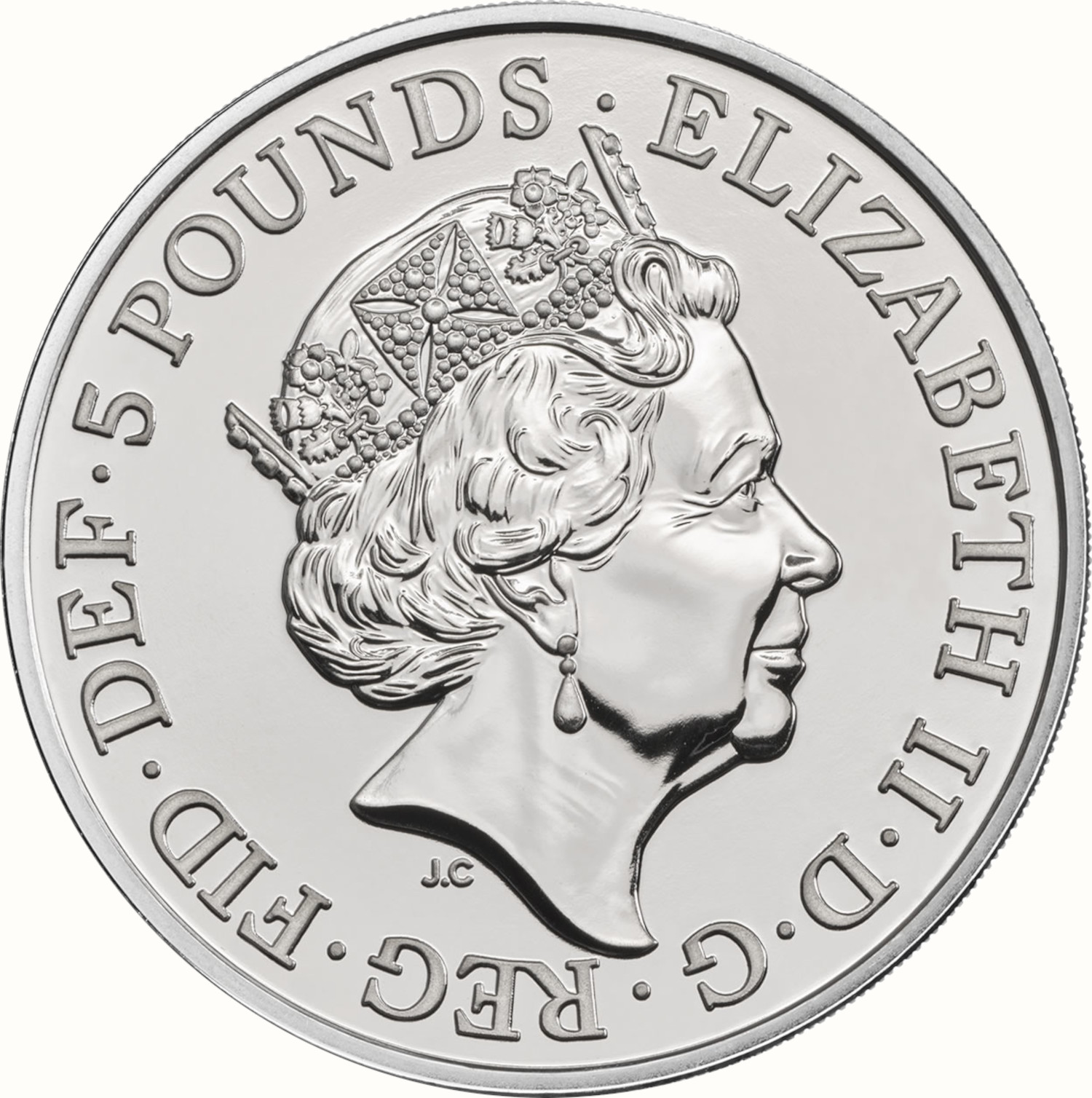 5 Pounds - Elizabeth II 5th portrait; Black Bull of Clarence obverse