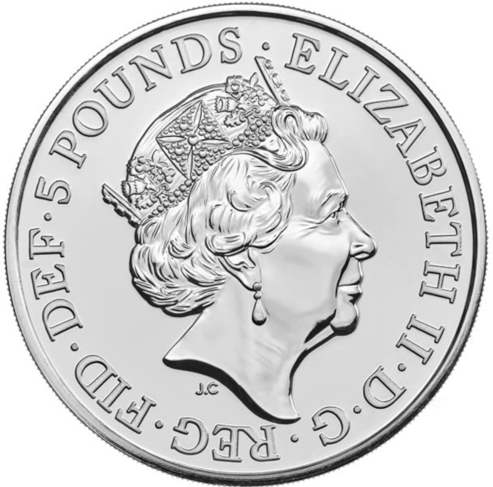 5 Pounds - Elizabeth II 5th portrait; Christmas Tree obverse