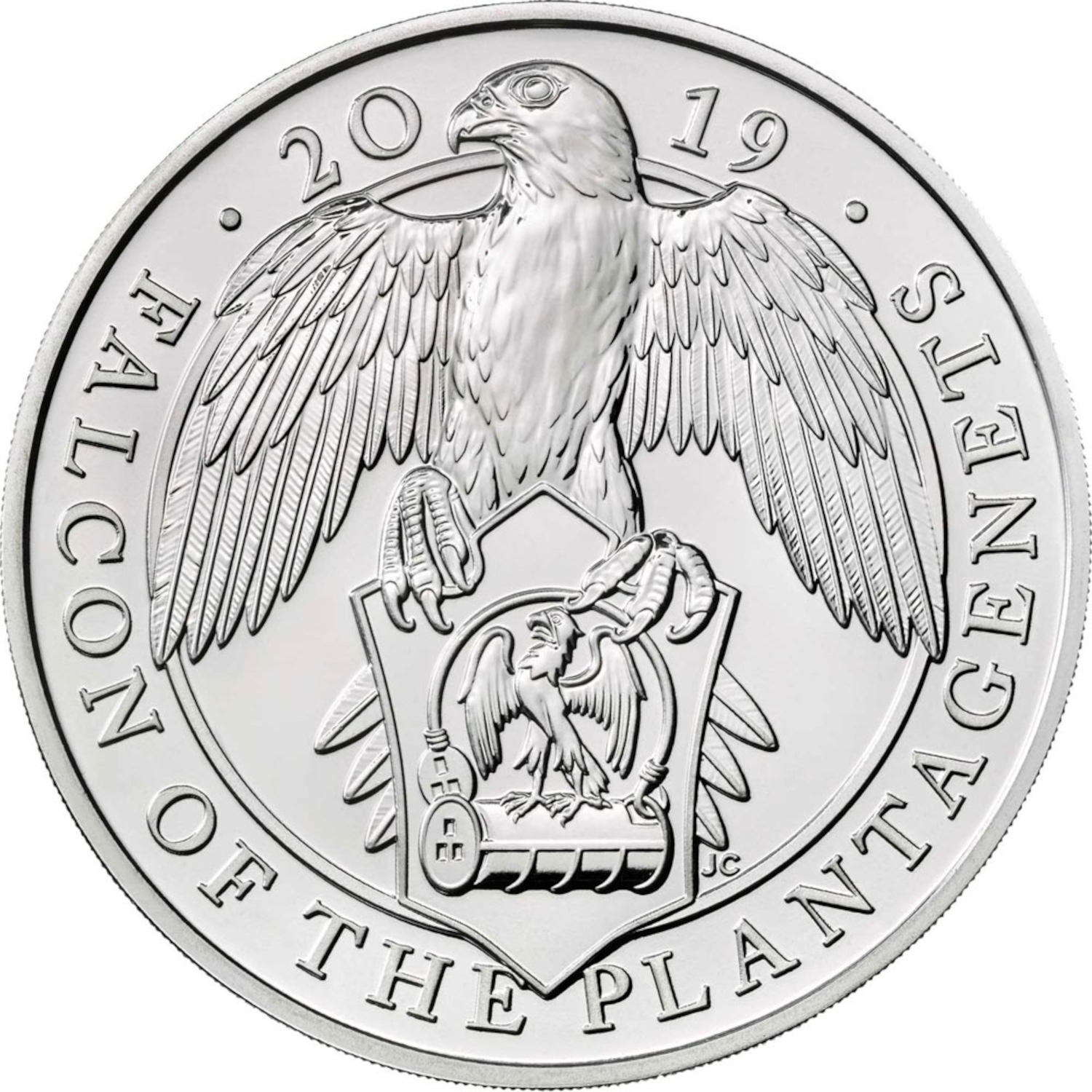5 Pounds - Elizabeth II 5th portrait; Falcon of the Plantagenets reverse