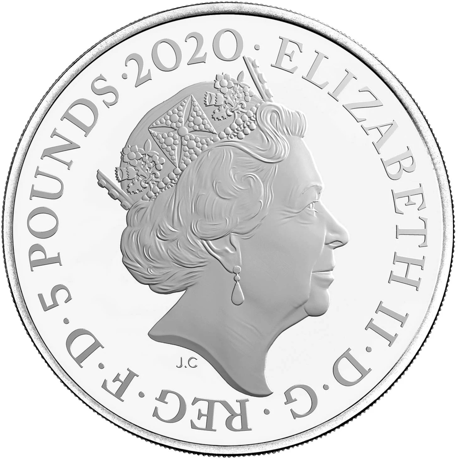 5 Pounds - Elizabeth II 5th portrait; James Bond - I obverse