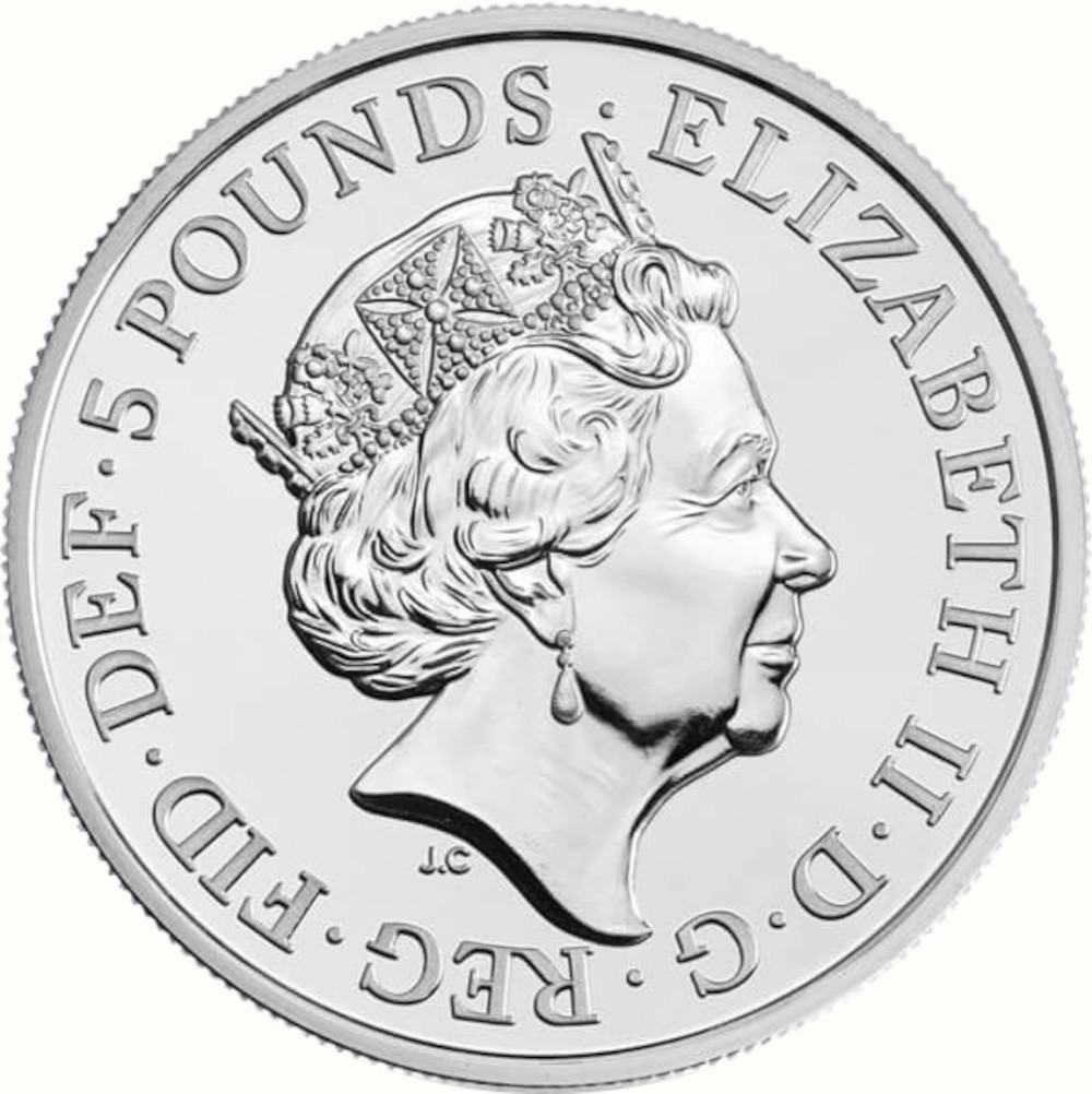 5 Pounds - Elizabeth II 5th portrait; King Canute obverse